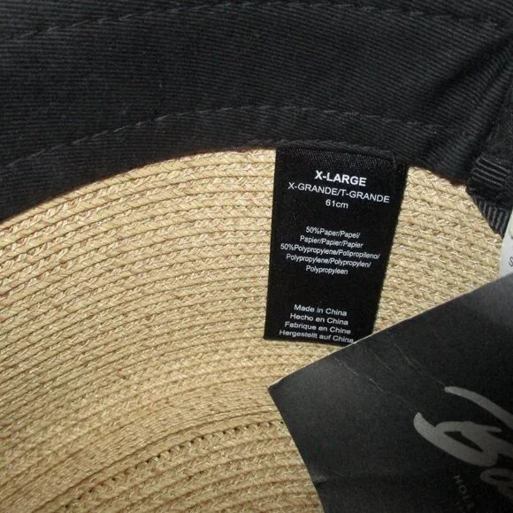 BAILEY OF HOLLYWOOD BREEDWOVEN MENSBLACK & Tan Straw Fedora hats XL NWT
